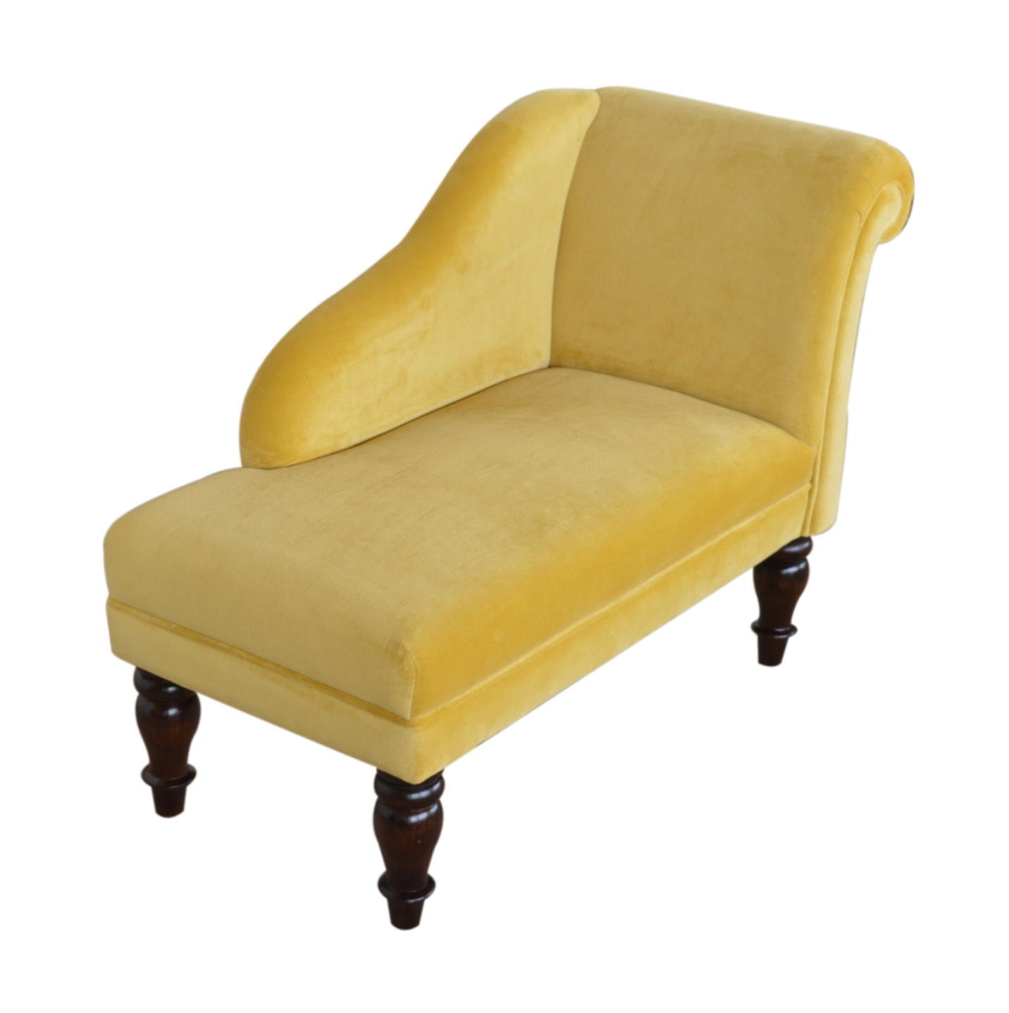 Close-up of Mustard Velvet Upholstery on Chaise Lounge