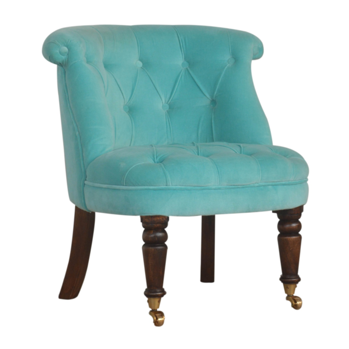 Side Profile of Turquoise Velvet Accent Chair by Nørthhaus