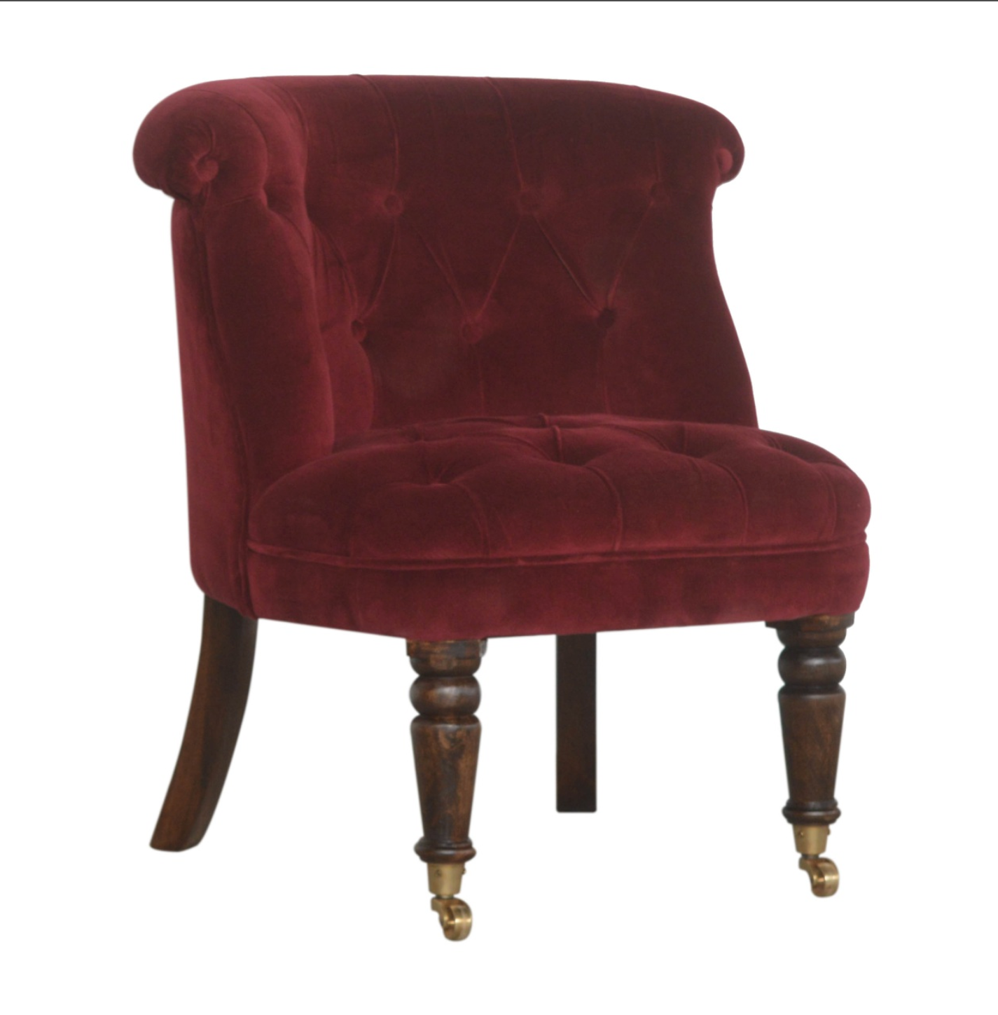 Side Profile of Wine Red Velvet Occasional Chair by Nørthhaus