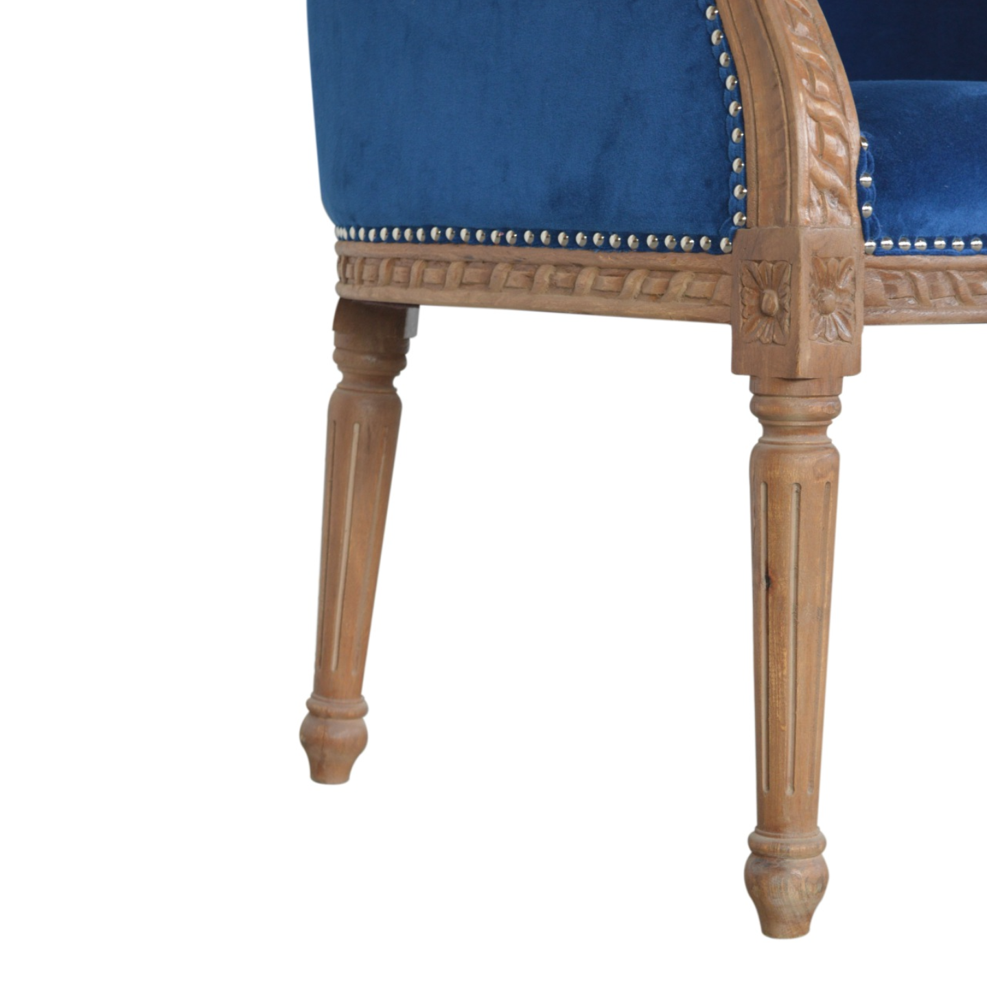 Close-up of Velvet Upholstery on Royal Blue Occasional Chair